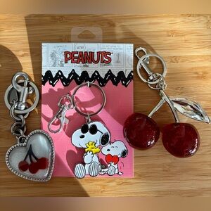 Peanuts Snoopy and Cherry Keychains/Bag Charms